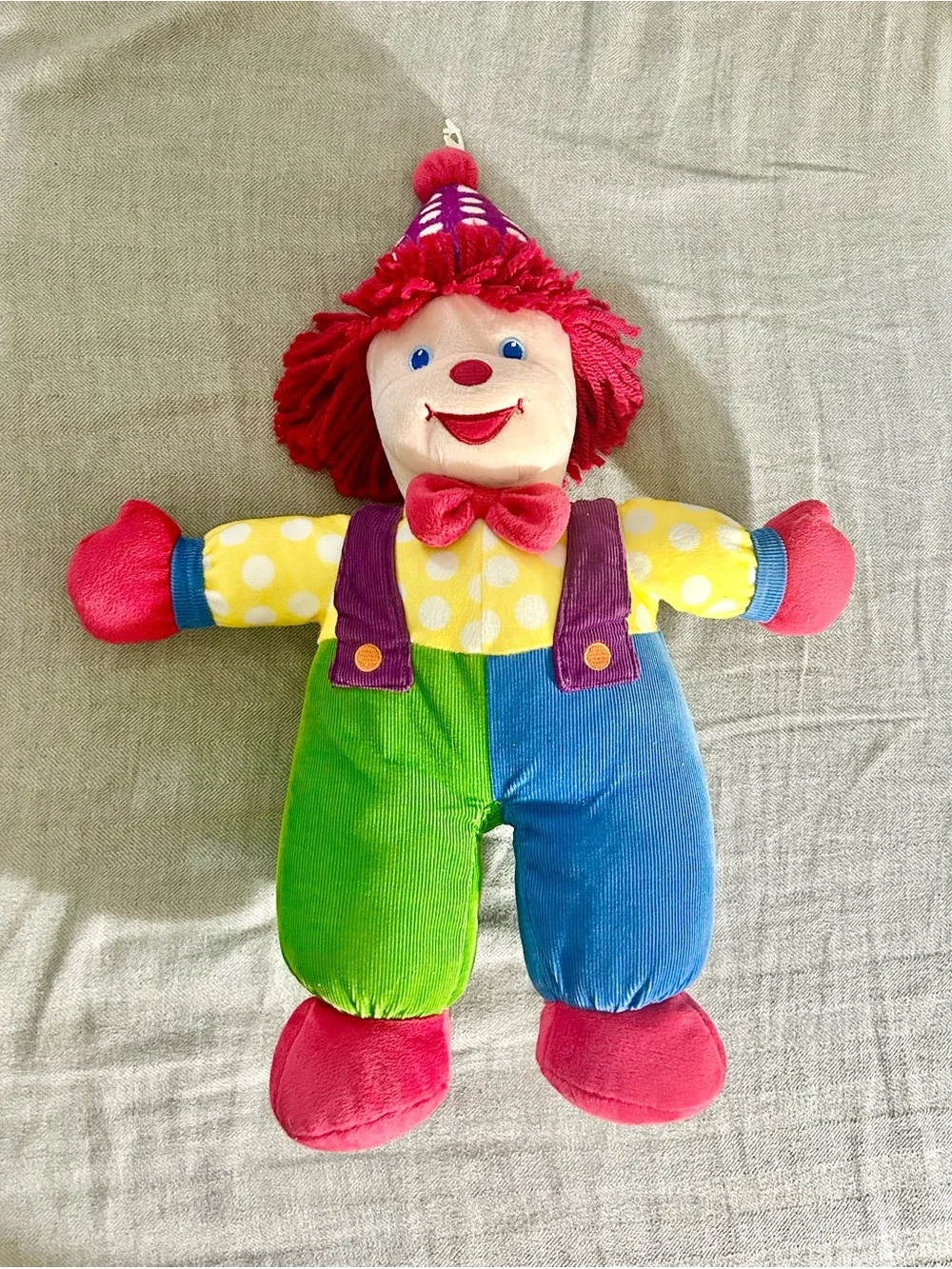 Gymboree 2005 Gymbo the Clown, Colorful Plush Toy - Red, Yellow, Green & Blue